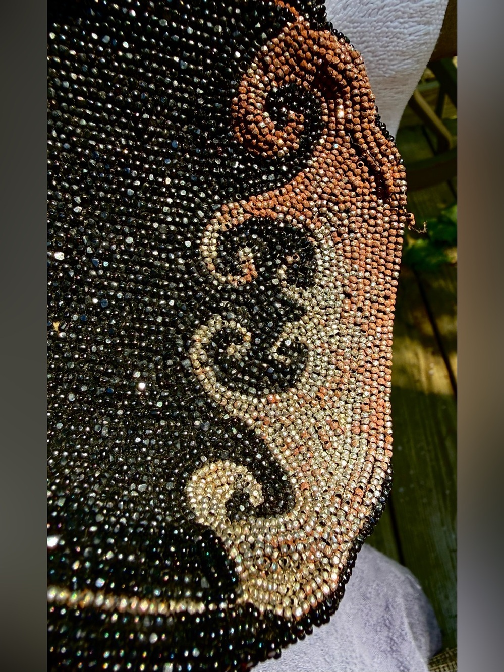 Antique Art Deco Waves Purse Steel Cut Beads Design - Picture 6 of 6